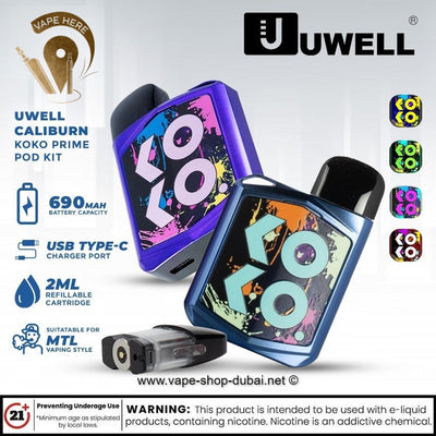 Uwell Caliburn Koko PRIME Pod System 690mAh - Vape Here Store