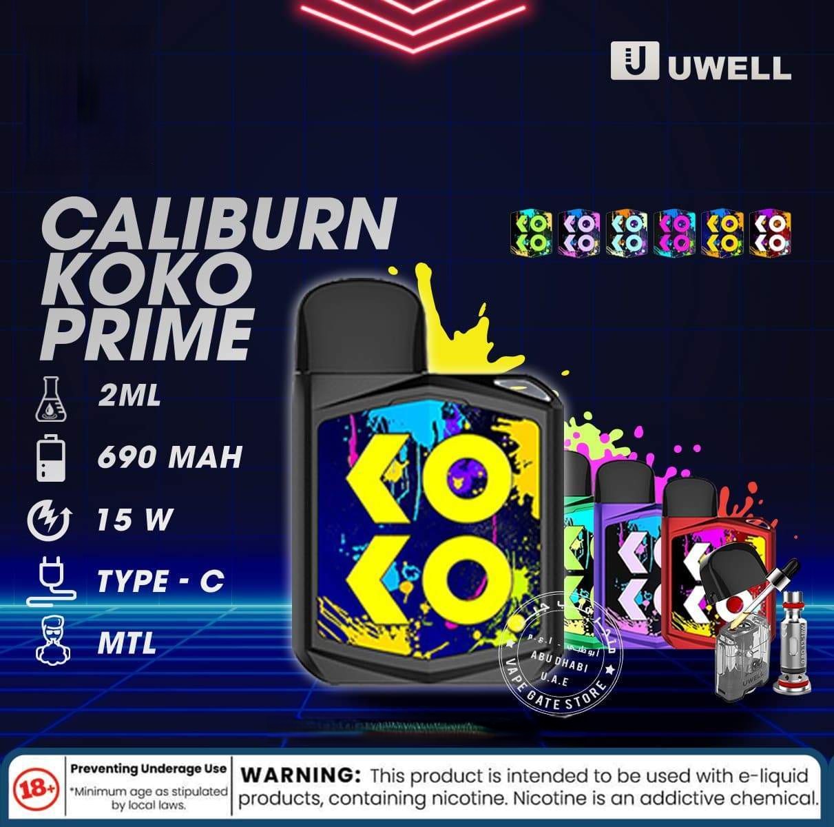 Uwell Caliburn Koko PRIME Pod System 690mAh - Vape Here Store