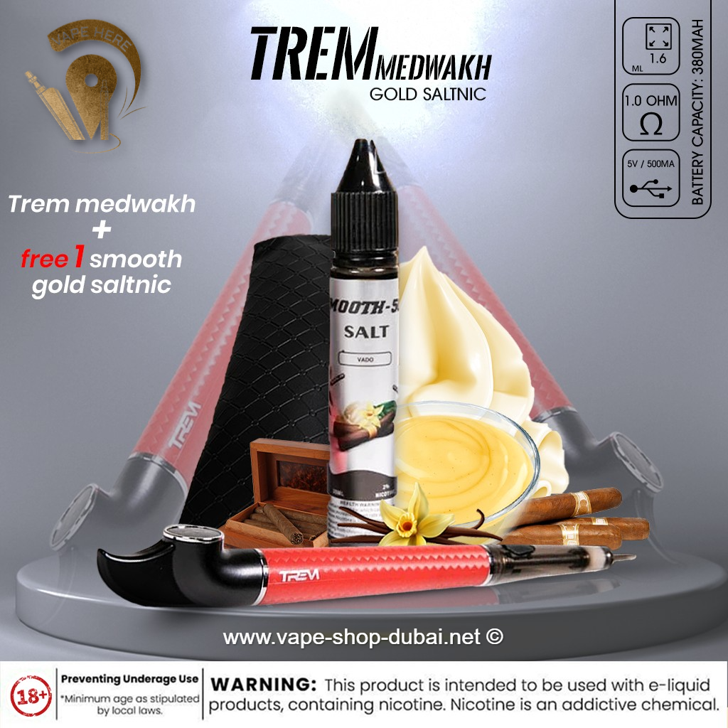 TREM MEDWAKH VAPOR POD SYSTEM + 1 FREE SMOOTH 500 GOLD SALTNIC مدواخ الكتروني - Vape Here Store