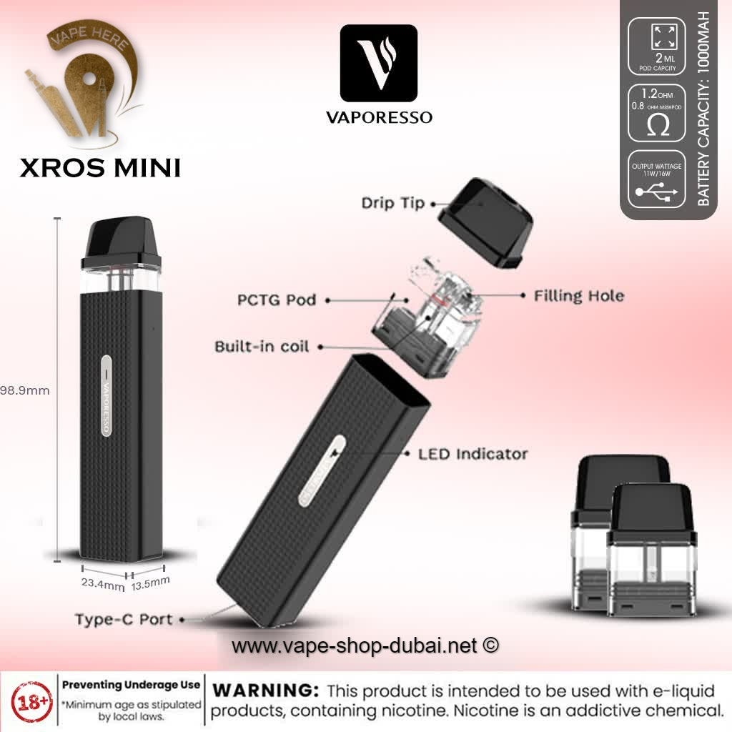 VAPORESSO XROS MINI 1000mAh POD SYSTEM - Vape Here Store