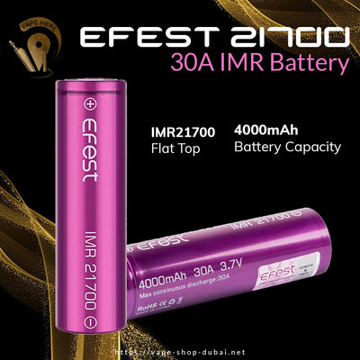 EFEST 21700 4000 mAh 30A IMR BATTERY - Vape Here Store