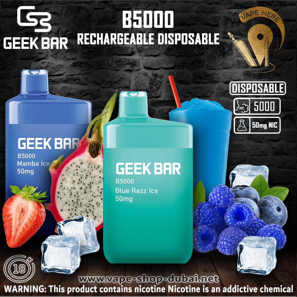 Geek Bar B5000 Rechargeable Disposable ( 0 ,20,50 mg) 5000 Puffs - Vape Here Store