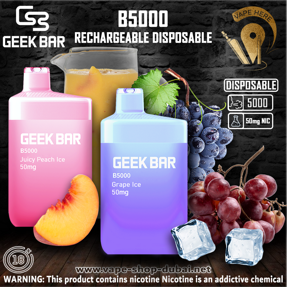 Geek Bar B5000 Rechargeable Disposable ( 0 ,20,50 mg) 5000 Puffs - Vape Here Store