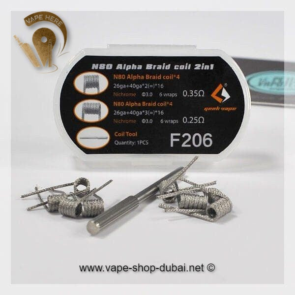 GEEKVAPE F206 N80 ALPHA BRAID 2 IN 1 PREBUILT COILS | Vape online Dubai |  Vape Abu Dhabi Instagram | Vape Online UAE | Vape Here Store