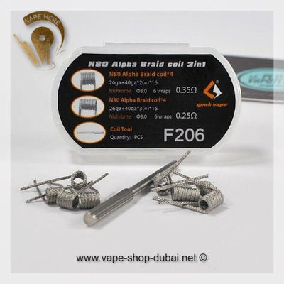 GEEKVAPE F206 N80 ALPHA BRAID 2 IN 1 PREBUILT COILS - Vape Here Store