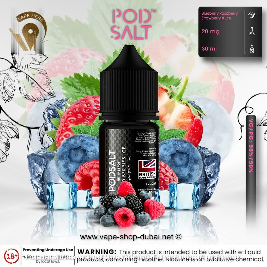 Pod Salt - Mixed Berries Ice - NicSalt - Vape Here Store