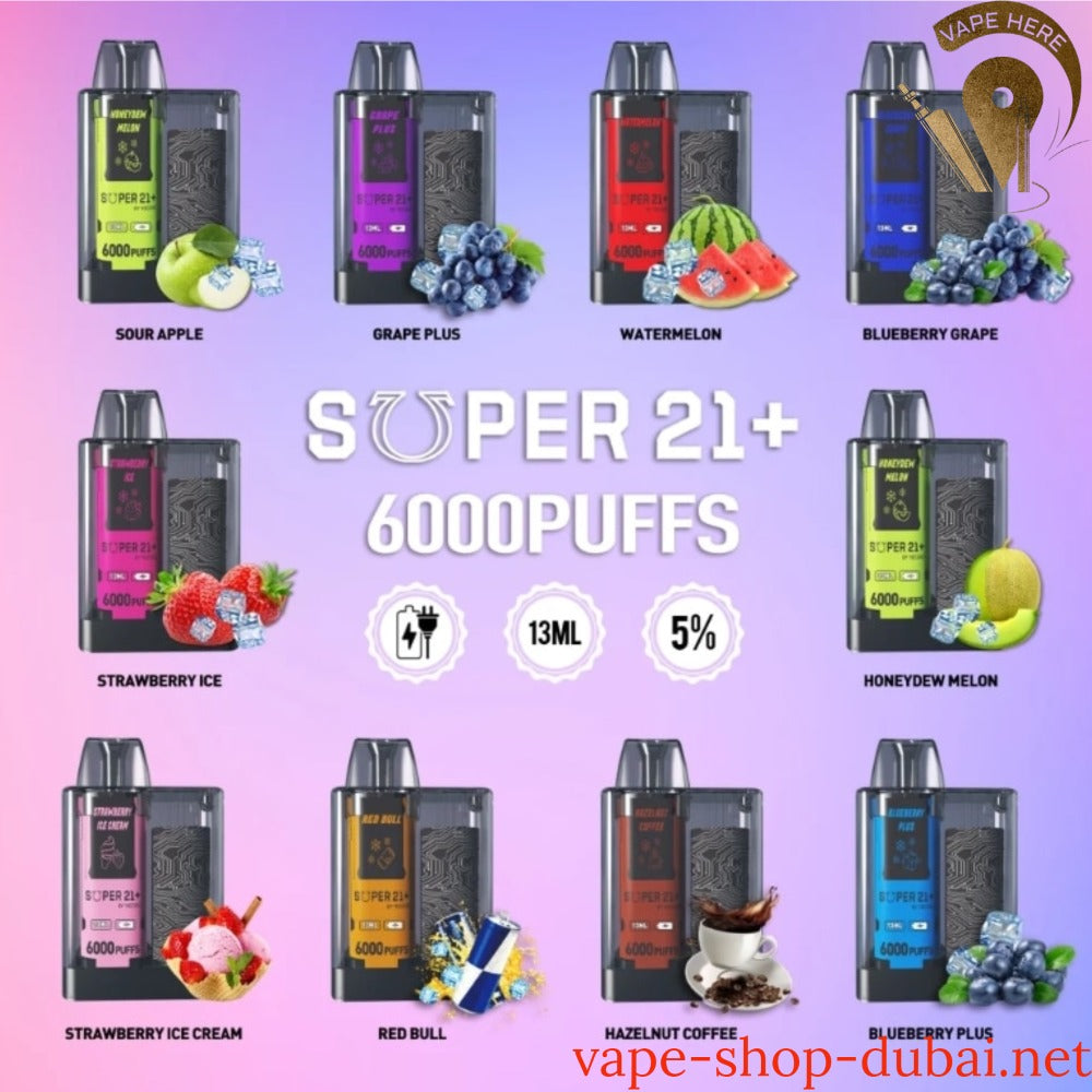 SUPER 21+ 6000 Puffs Disposable Kit - Vape Here Store