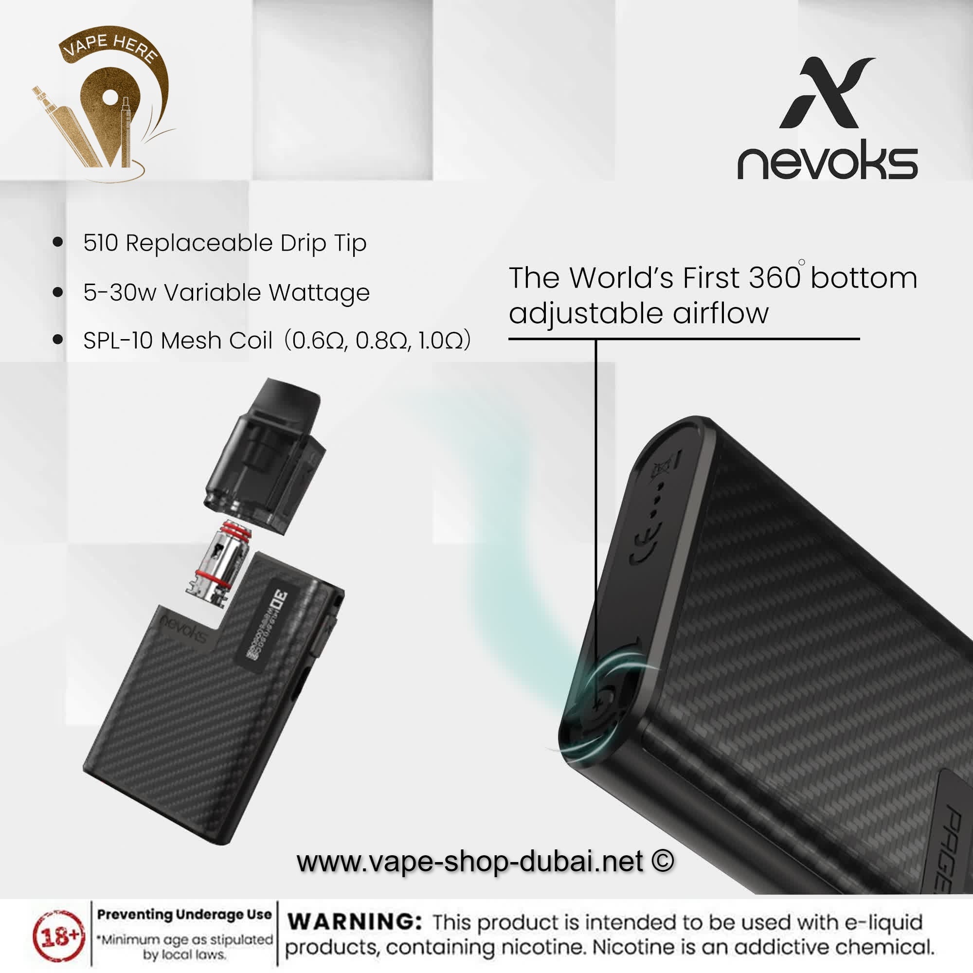 NEVOKS PAGEE 950mAh Pod Kit - Vape Here Store