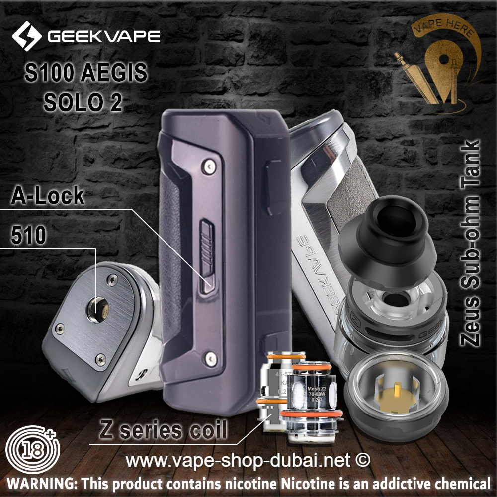 GEEKVAPE S100 AEGIS SOLO 2 STARTER KIT (Sub-ohm Tank) - Vape Here Store