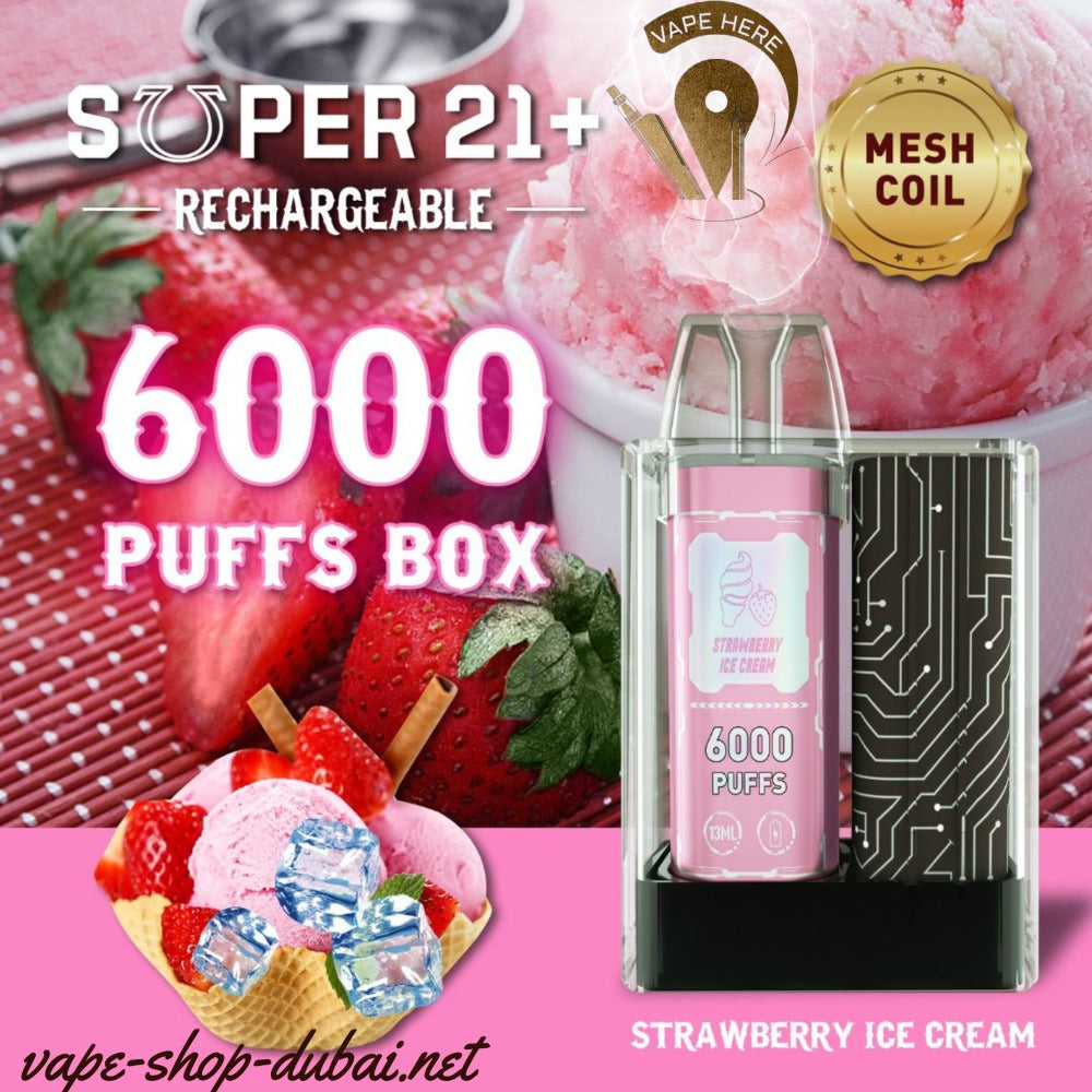 SUPER 21+ strawberry icecream 6000 Puffs Disposable Kit UAE Dubai