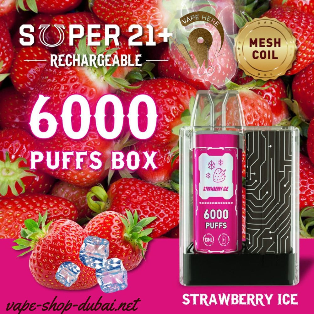 SUPER 21+ strawberry 6000 Puffs Disposable Kit UAE Ajman