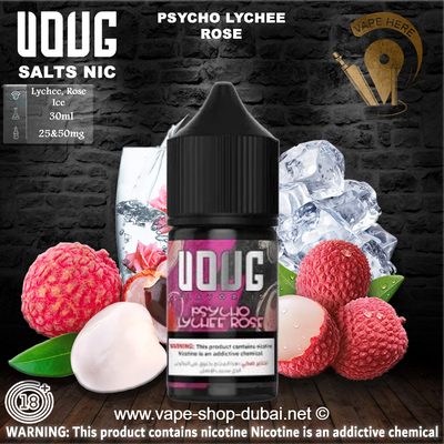 VOUG PSYCHO LYCHEE ROSE SALTNIC 30ML - Vape Here Store