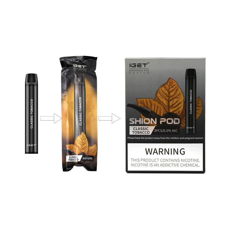 IGET SHION Disposable Pods Device - 60mg 600 Puffs (3 Pcs in The Pack) - Vape Here Store