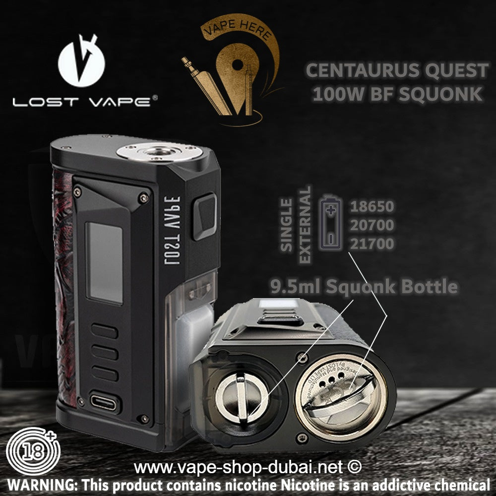 LOST VAPE CENTAURUS QUEST BF SQUONK BOX MOD 100W - Vape Here Store