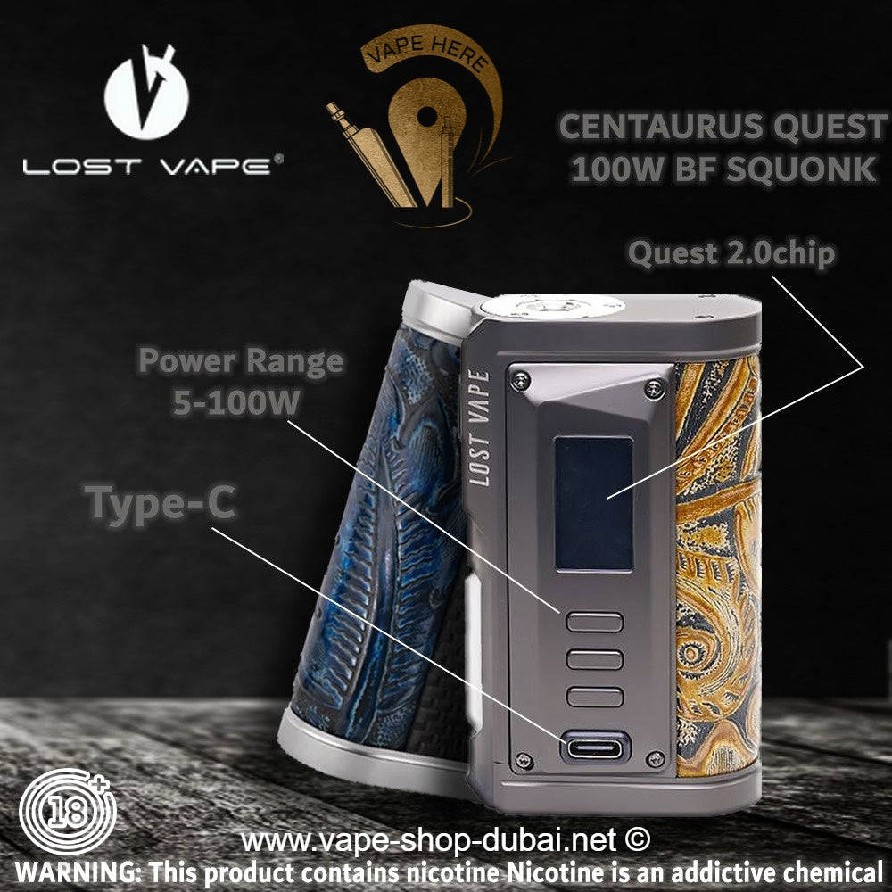 LOST VAPE CENTAURUS QUEST BF SQUONK BOX MOD 100W - Vape Here Store