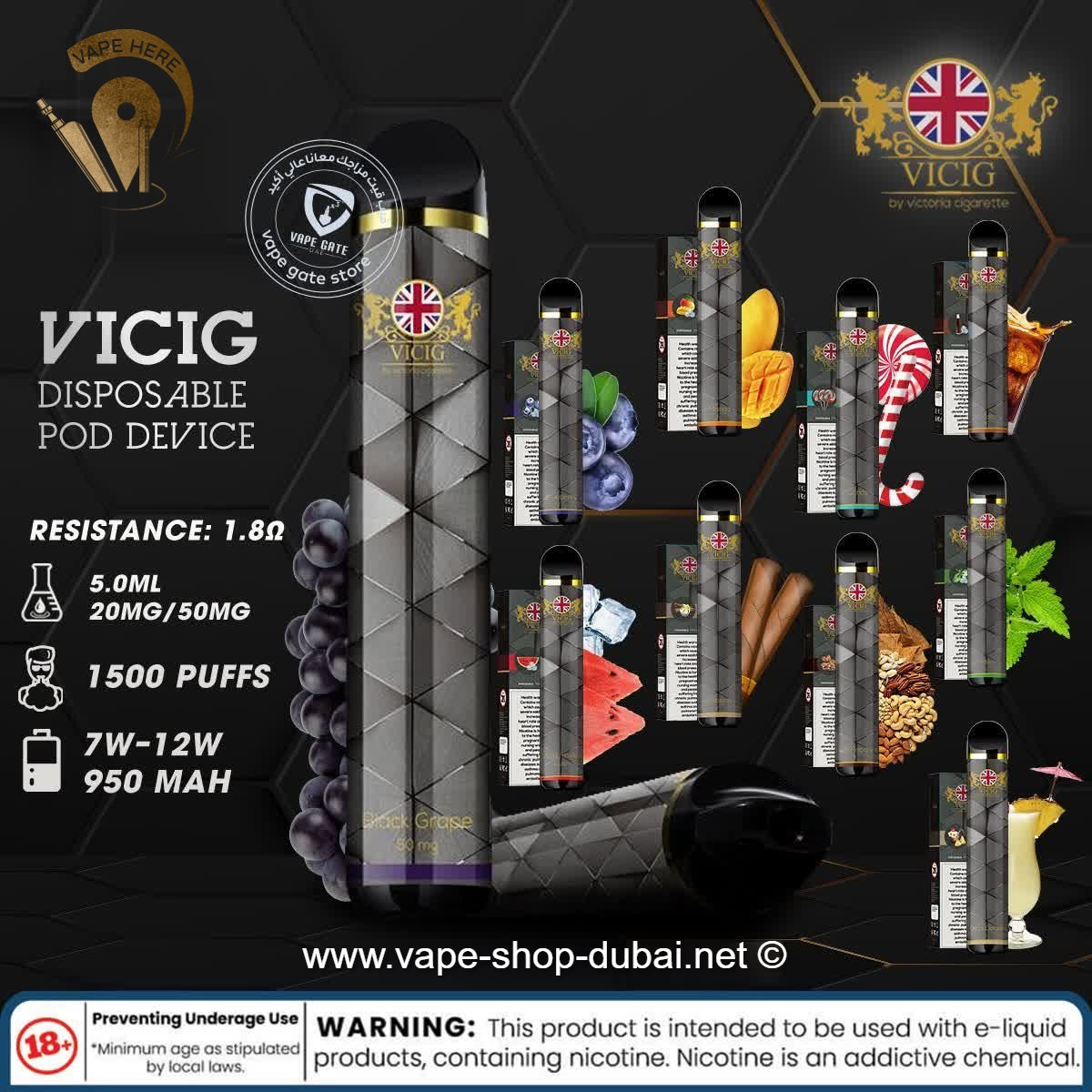 VICIG Disposable Pods 20mg - 1500 Puffs - Vape Here Store