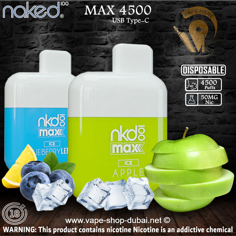 Naked 100 Max Disposable Vape (4500 Puffs - 50 mg) - Vape Here Store